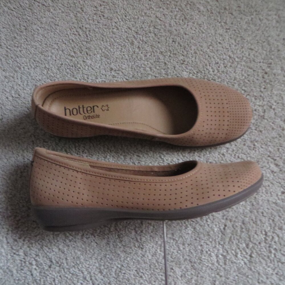 Hotter Livvy II Shoes Women Flat/Loafers Size 6.5 Brown Leather MADE IN ENGLAND